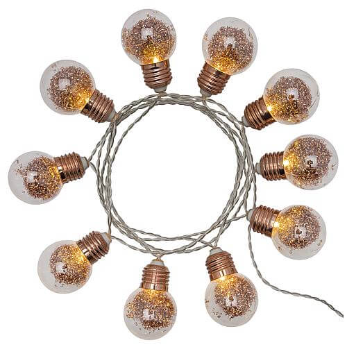 LED-Dekolichterkette 'Glitzernde Glühlampen' warmweiss Lotti 48461