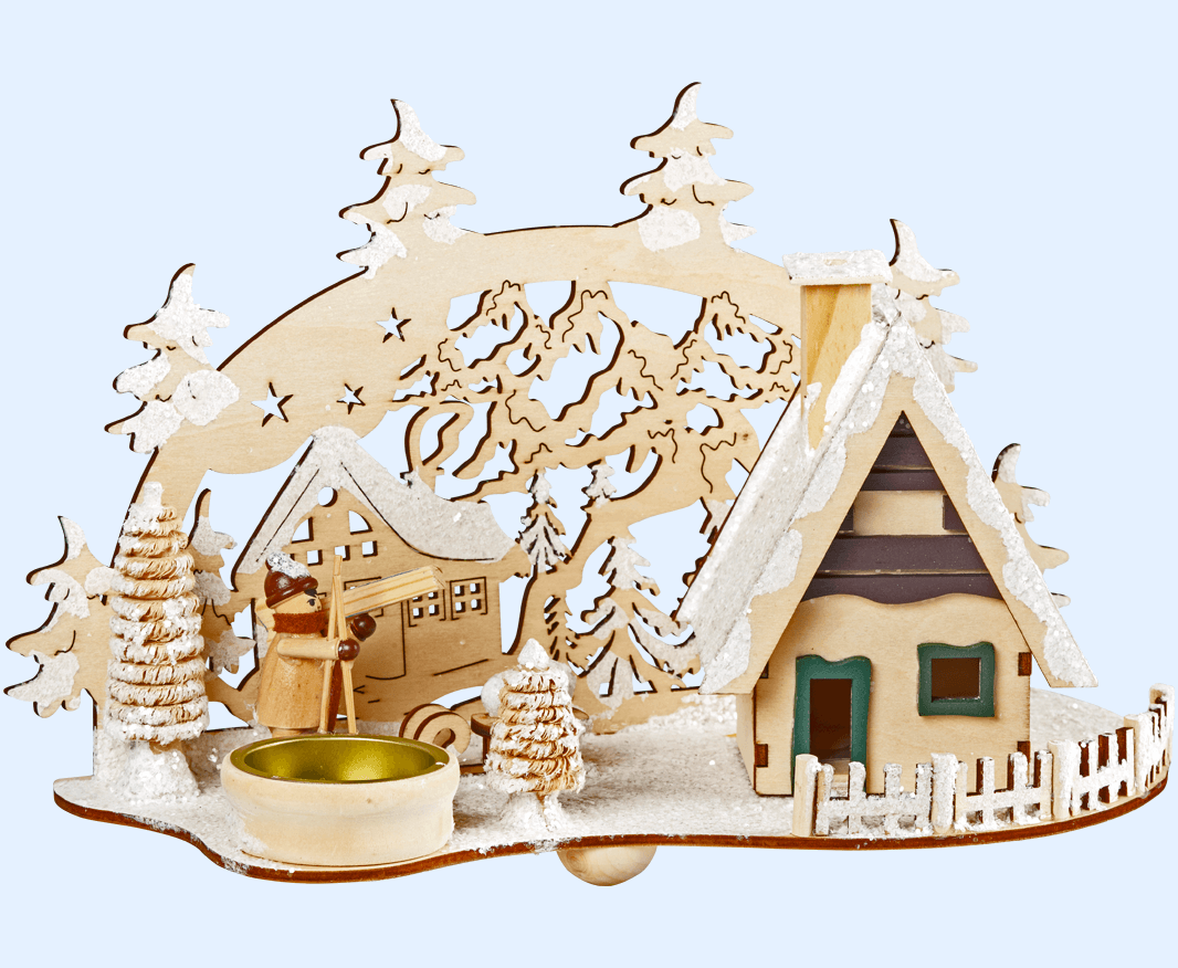 Räucherhaus mit Teelichthalter Winterkind