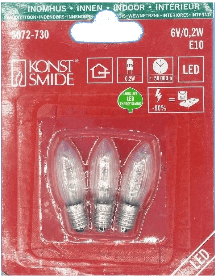 LED-Topkerzen 6V E10 3er Pack Konstsmide 5072-730