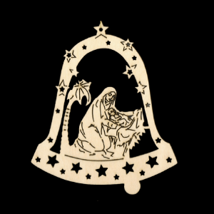 Baumschmuck Maria mit Jesus in Glocke 8cm aus Holz 4er Set