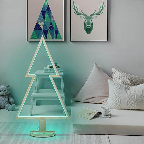 RGB LED Holz Baum mit Sockel 90cm 69121