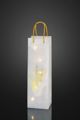 Hellum 570984 Geschenktasche mit goldenen Trauben und LED Lichterkette