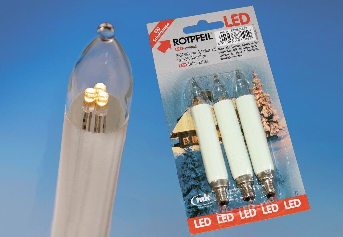 LED Ersatz Schaftlampen E10 8-34V ww,klar ROTPFEIL 8710835892