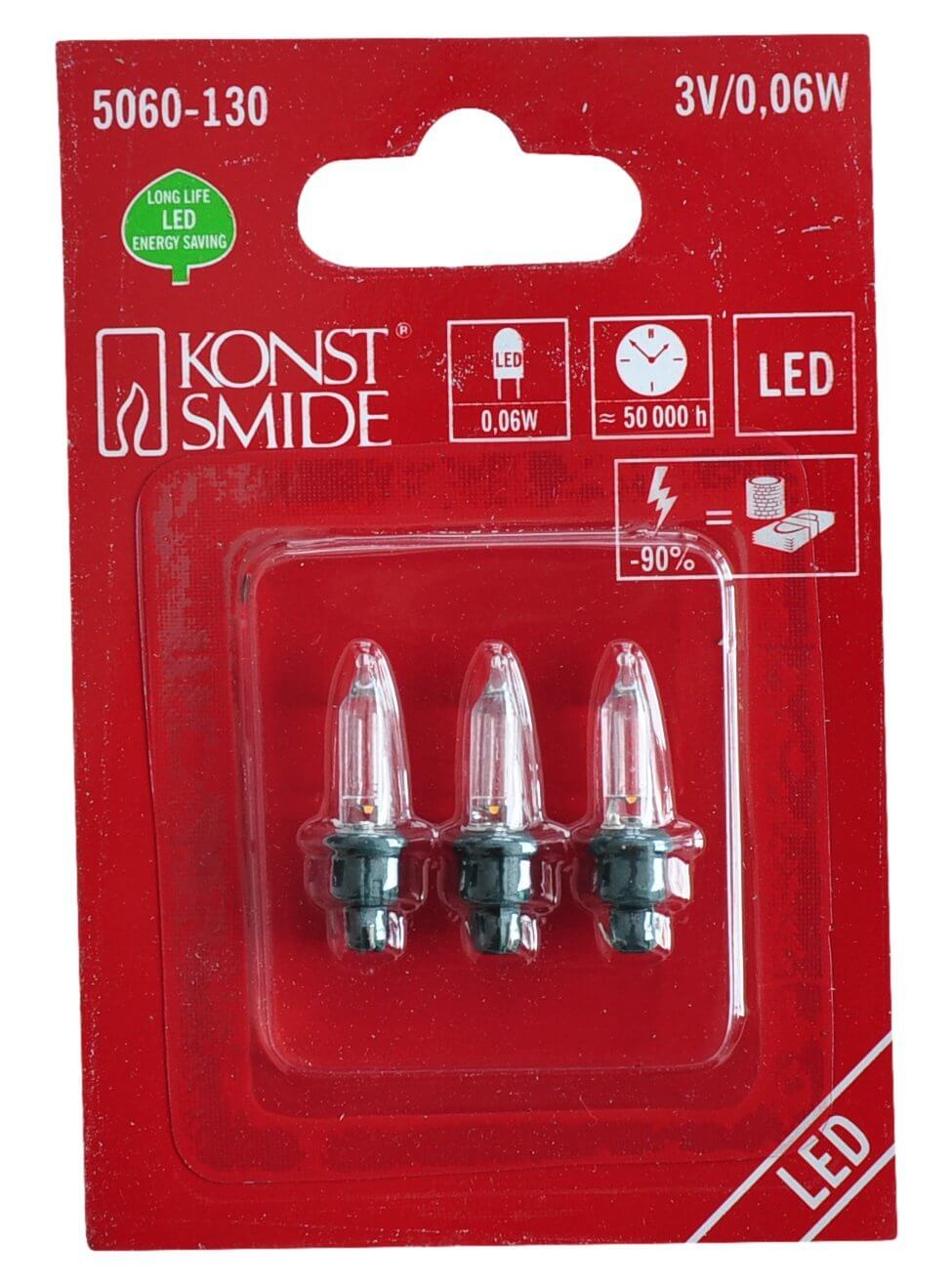 Konstsmide LED Ersatzbirne, 3-er Blister, warm weiß, 3 V, 0,06 W 5060-130