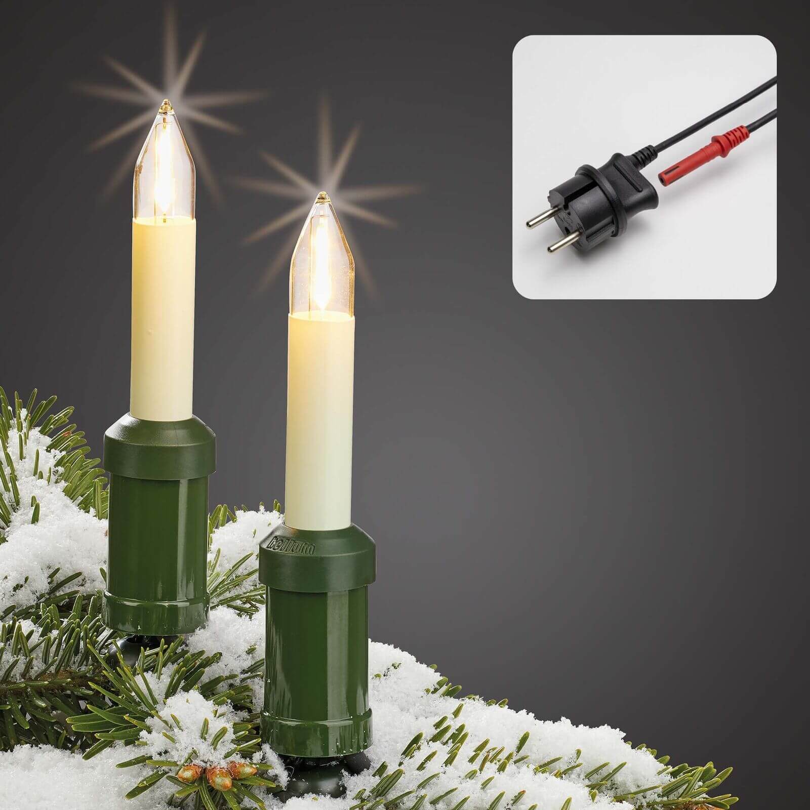 Hellum 845556 20er LED Filament Schaftkerzenkette Made in Germany