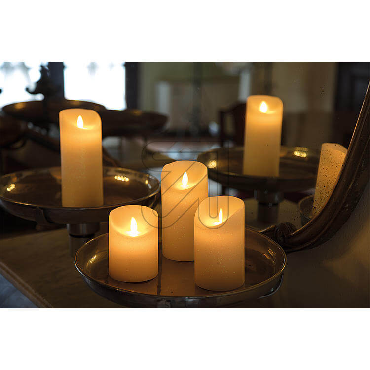 LED Kerze elfenbein mit glitzernder Oberfläche 15cm 49307