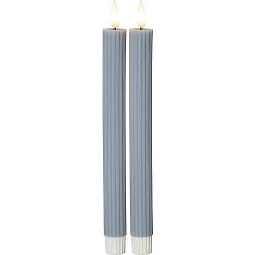 LED-Wachskerze Flamme Stripe 2er-Set blau 061-69