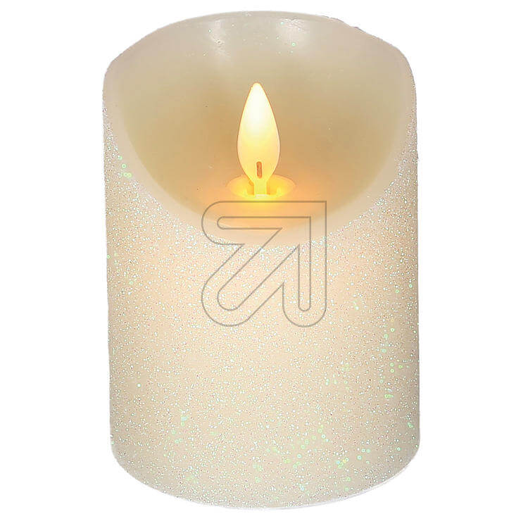 LED Kerze elfenbein mit glitzernder Oberfläche 10cm 49284
